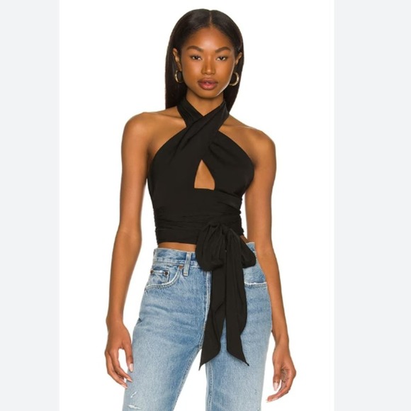 superdown Black Halter Crop Top - Picture 1 of 12